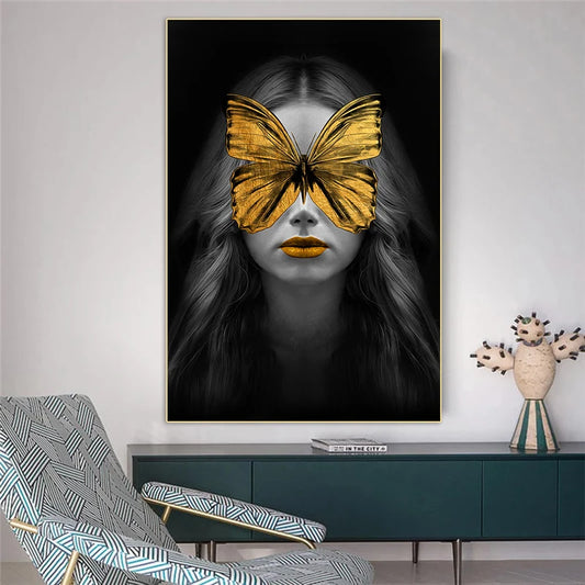 Butterfly Girl Modern Poster Print