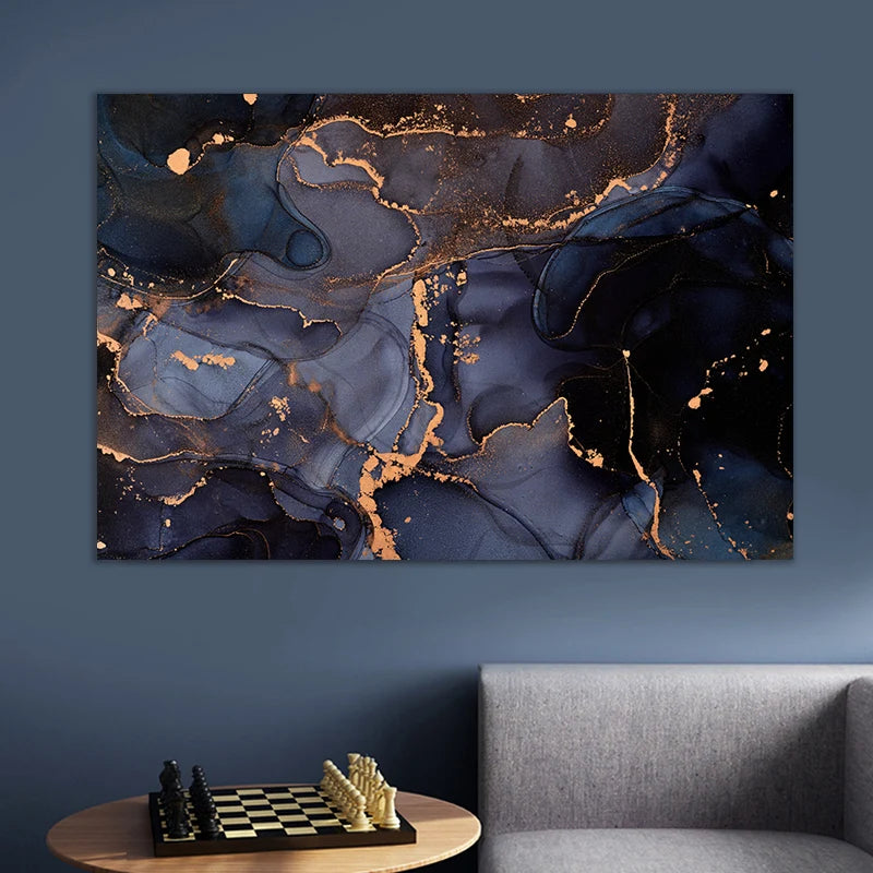 Purple and Gold Abstract Wall Art Poster