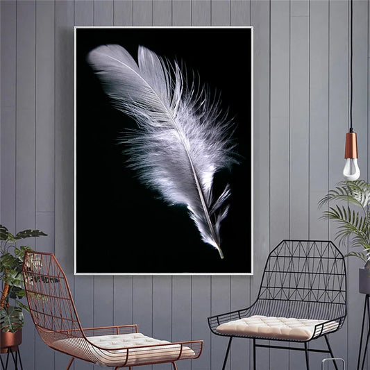 Delicate in Darkness Feather Wall Art