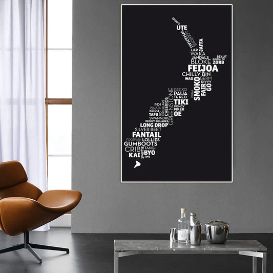 New Zealand Map Wall Art