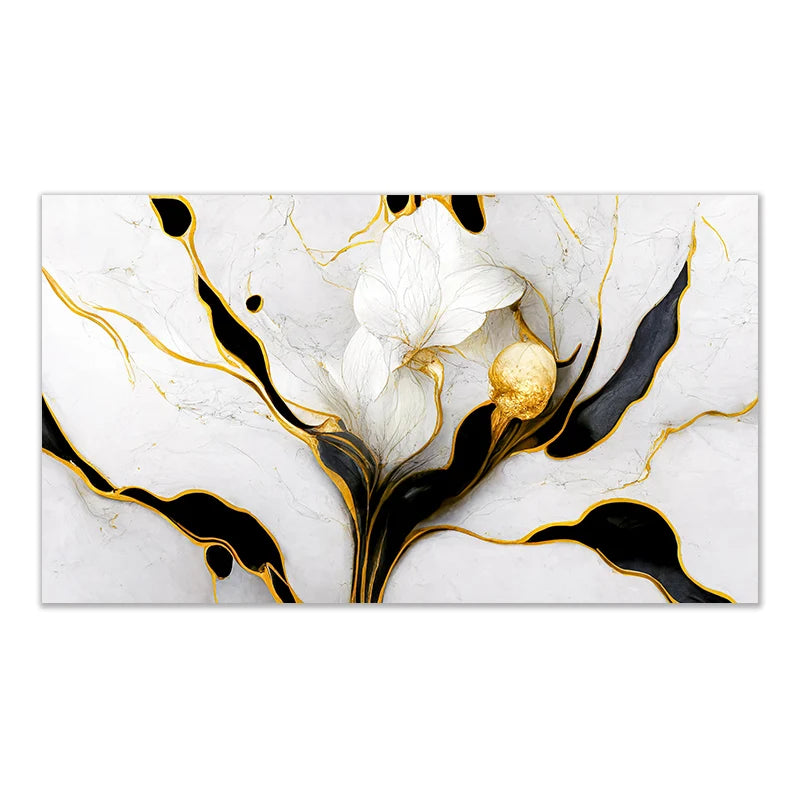 Golden Elegance Floral Canvas Wall Art