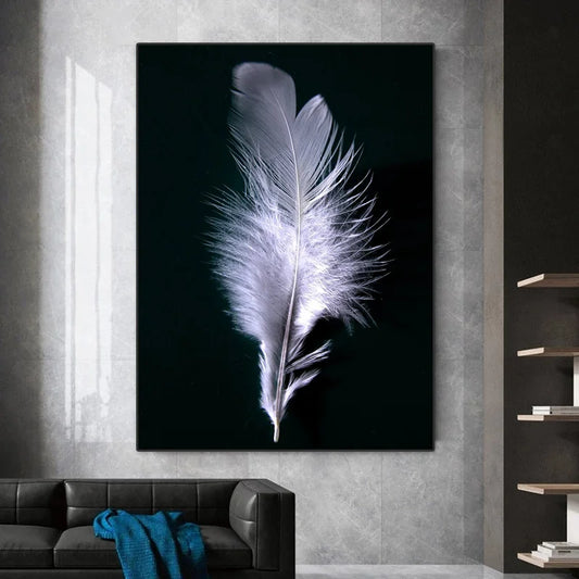 Silent Elegance: The Feather's Grace Wall Art