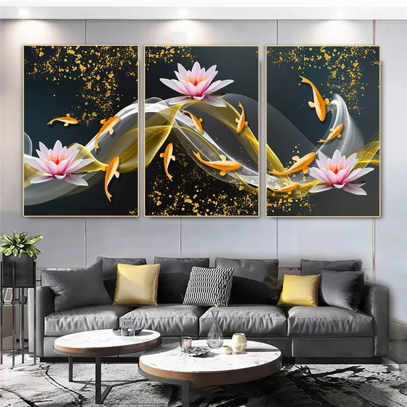 Still Life Triptych Paintings Poster