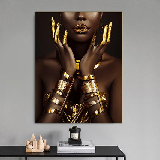 African Golden Goddess Women Canvas Print