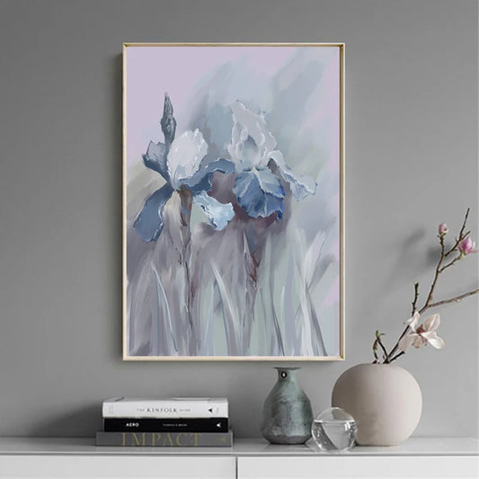 Blue and White Iris Bloom Flower Canvas Prints