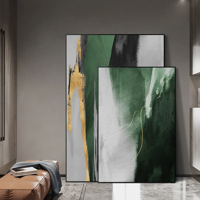 White and Green Modern Serene Abstract