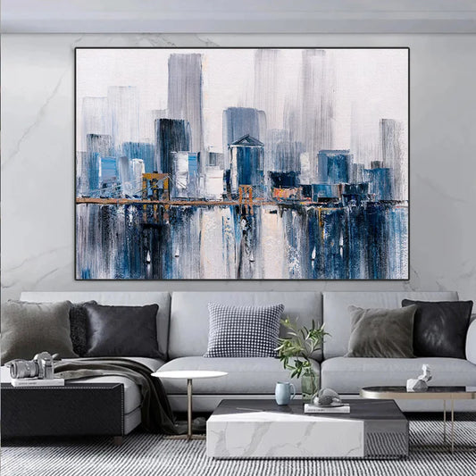 Abstract Geometric City Building Print