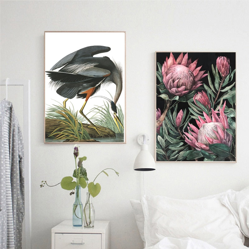 Nordic Flower and Animals Canvas Art Paintings