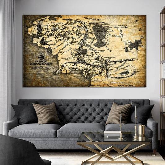 Wall Art Ancient Map On Canvas