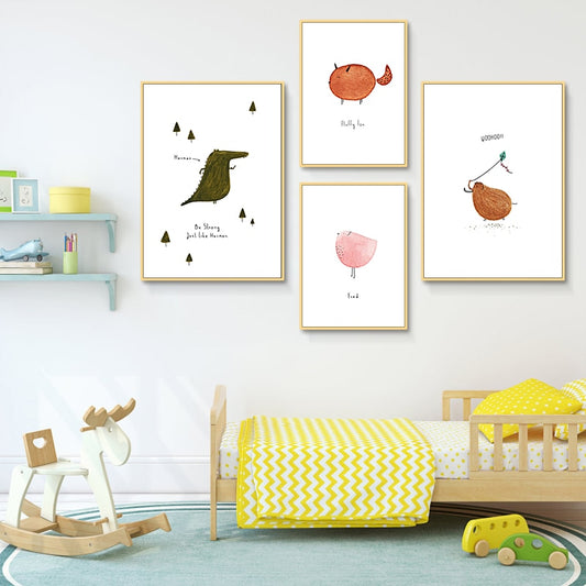 Cute Animals for Nursery Canvas Wall Art