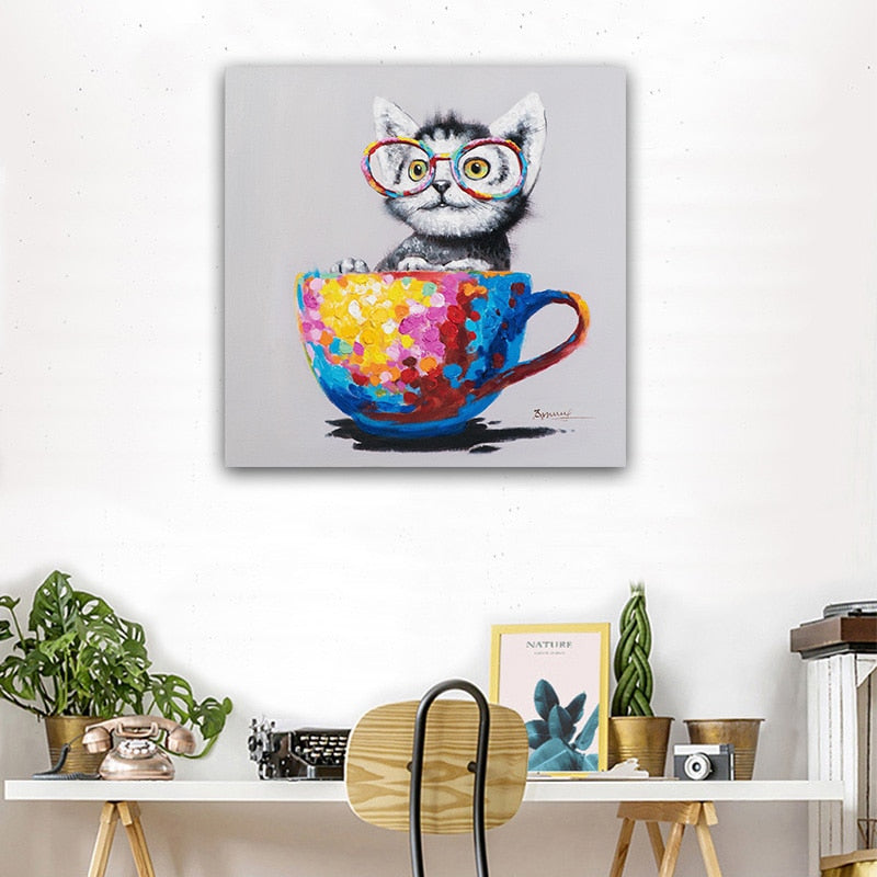 Cute Cat With Glasses Cat Pop Art